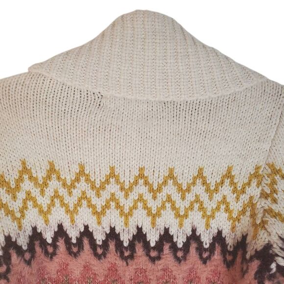LOFT Zig Zag Cowl Turtle Neck Knit Wool Blend Pullover Sweater Multicolor XS - Picture 5 of 11